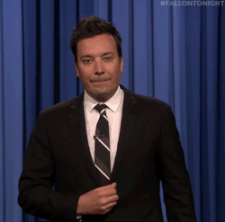 Gif of Jimmy Fallon waving and disappearing off screen.