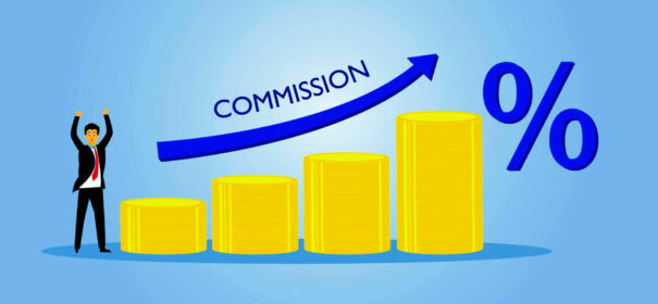 An animated graph showing a rise in commission.